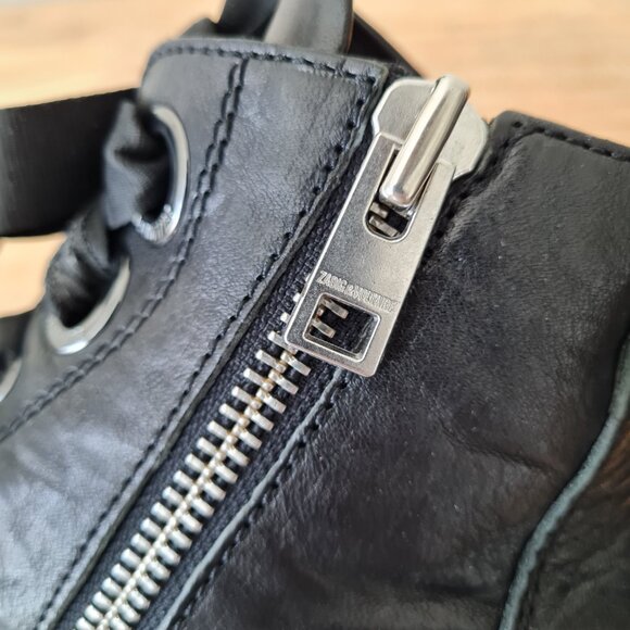 Zadig & Voltaire Laureen Roma Ankle Boots Black Smooth Leather Lace Up 40EU 9US - Picture 7 of 9